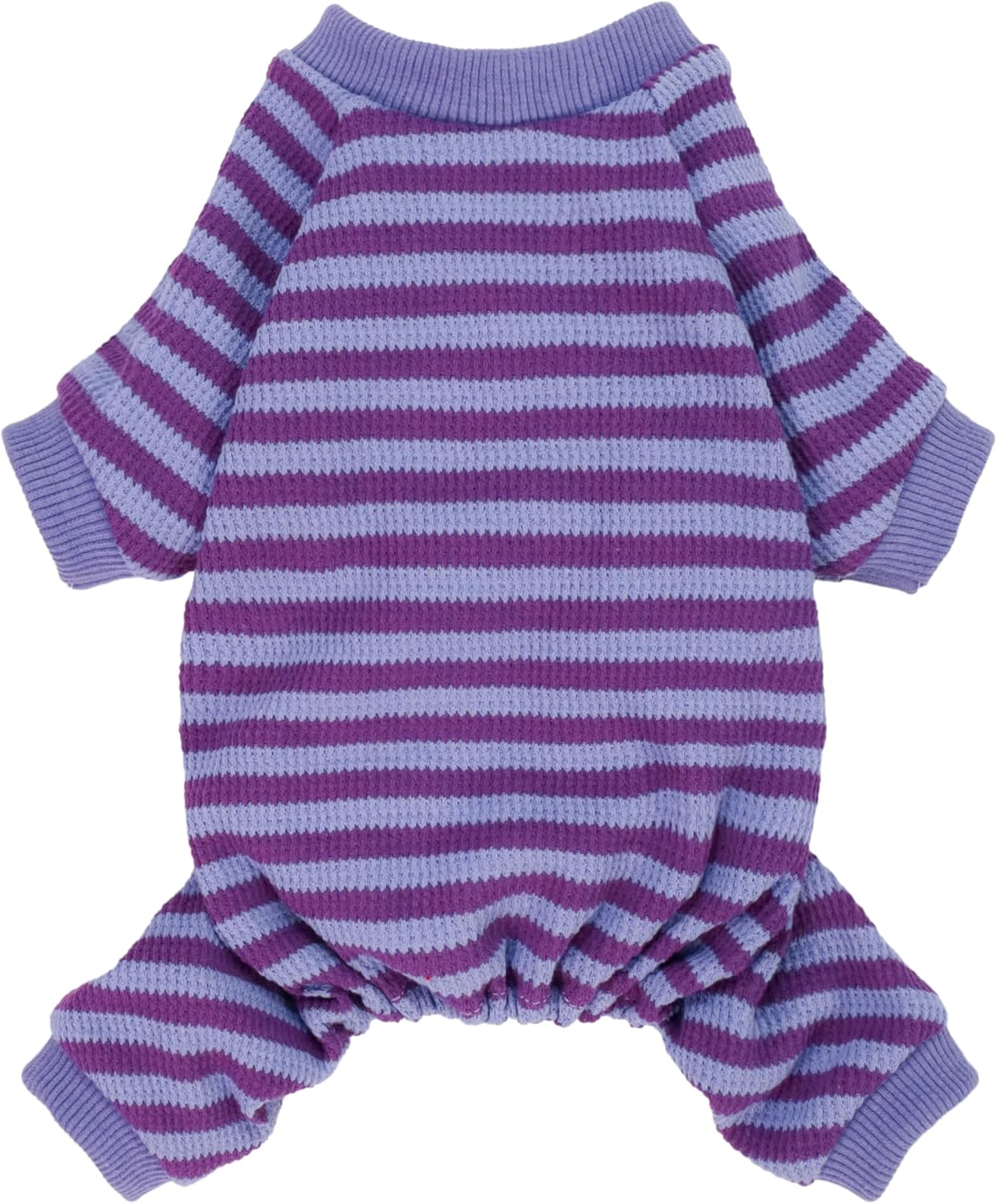 Fitwarm Purple and Violet Striped Dog Pajamas, Waffle Dog Clothes for Small Dogs Girl Boy, Puppy Onesie with Feet, Pet Cat Outfit, XS
