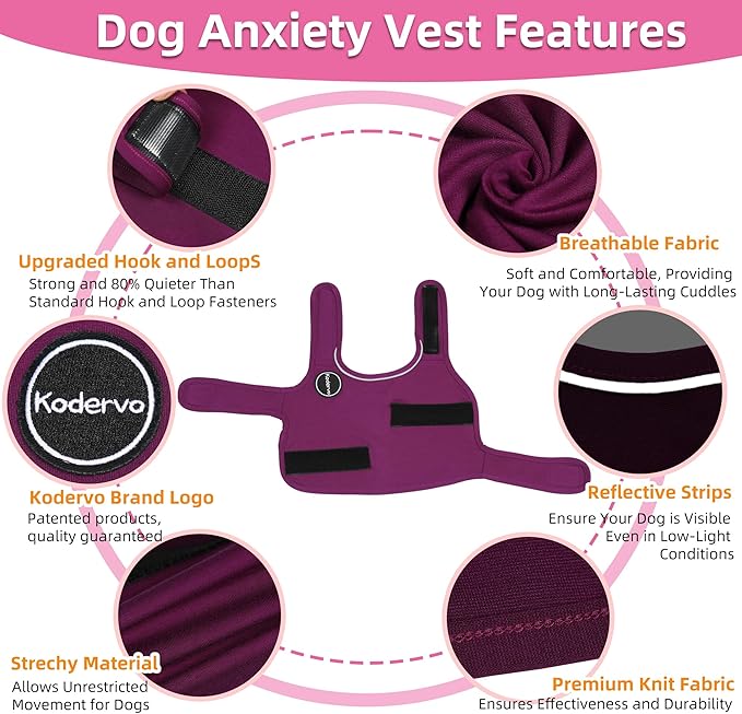Dog Anxiety Vest, Skin-Friendly Thunder Jacket for Dogs, Dog Calming Shirt for Thunder, Fireworks, Vet Visits and Separation - Keep Pet Calm Without Medicine, Fit for Small Medium Large Dogs