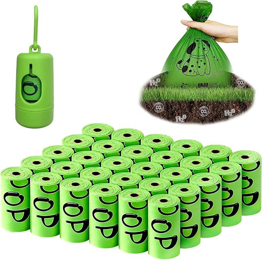 450 Count Lavender Scented Compostable Dog Poop Bags with Dispenser, Extra Thick Heavy Duty Poop Bags, ASTM D6400 & EN 13432 Certified, Biodegradable Dog Waste Bags for Large Dogs & Cat Litter