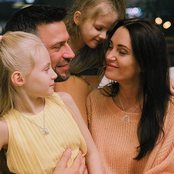 EUDORA Sterling Silver Mother Daughter Necklace for Women, Mama Son Daughter Necklace Pendant for Mom and Daughter,Mom Jewelry from Daughter Mother's Day Gift for Mother Daughter Aunt Grandma