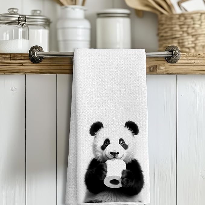 Funny Panda Hand Towels for Bathroom Decor, Kids Hand Towels, Kids Bathroom Decor, Gifts for Panda Lovers Women Girls, Funny Kitchen Towels, 16x24 Inches