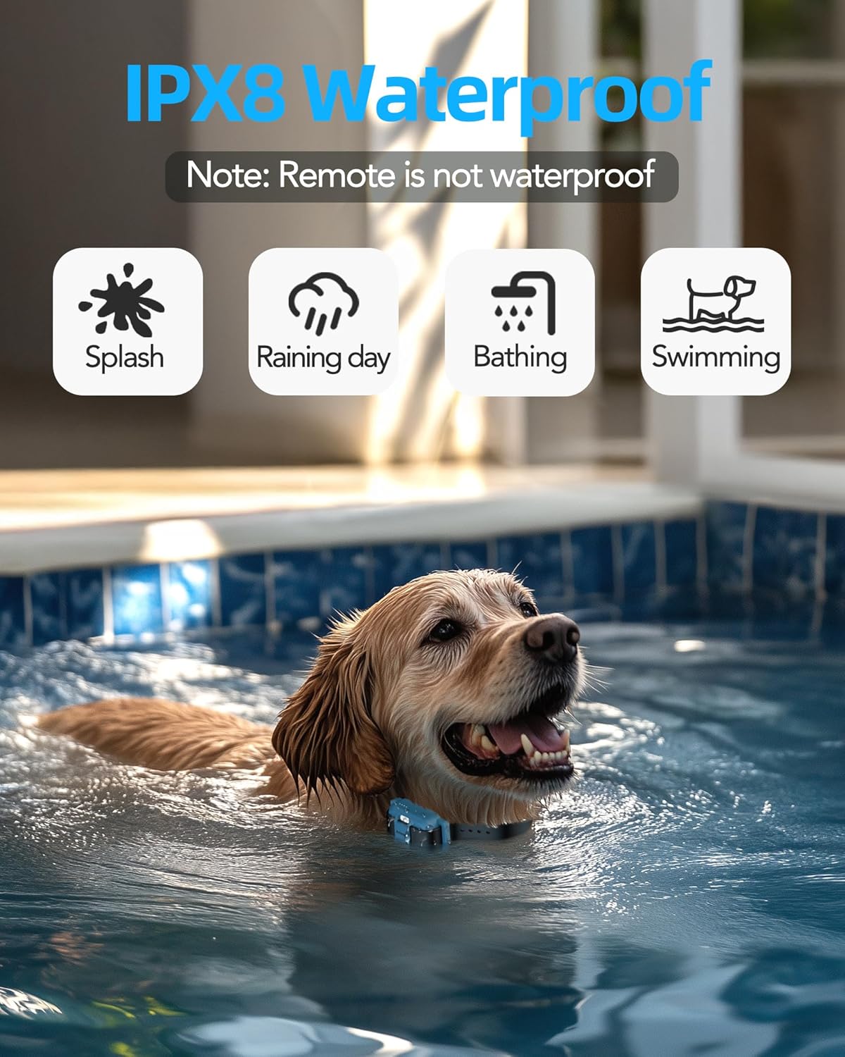 Jugbow Dog Training Collar - 3/4 Mile Remote Dog Shock Collar with 3 Training Modes, Electric Collars with LED Light & Security Lock, IPX8 Waterproof Rechargeable E-Collar for Large Medium Dogs (Blue)