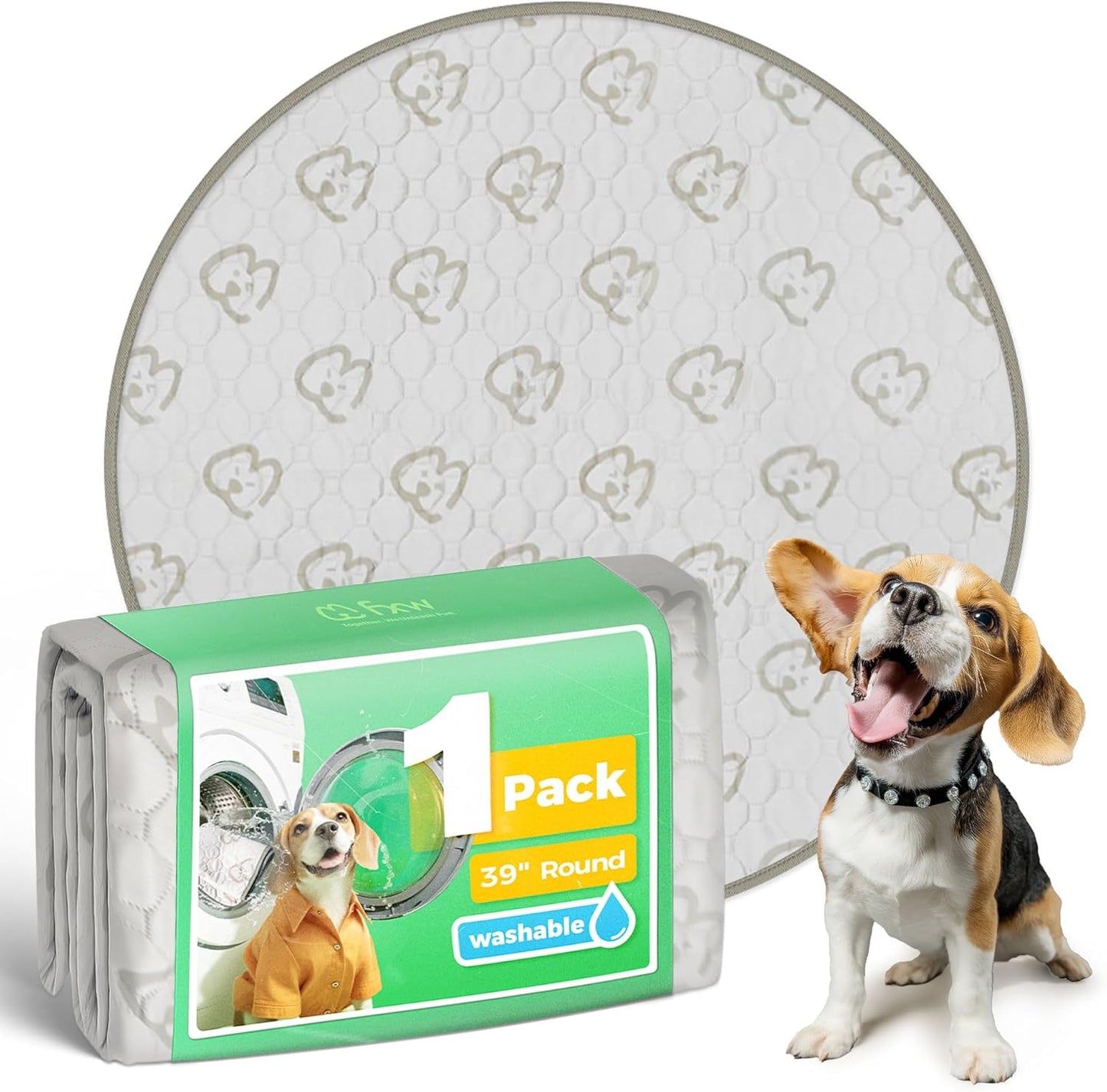 FXW Washable Pee Pads for Dogs, Puppy Pads with Super Absorbent, Specifically Designed for Whelping Box, 39" Round, Khaki, 1 Pack