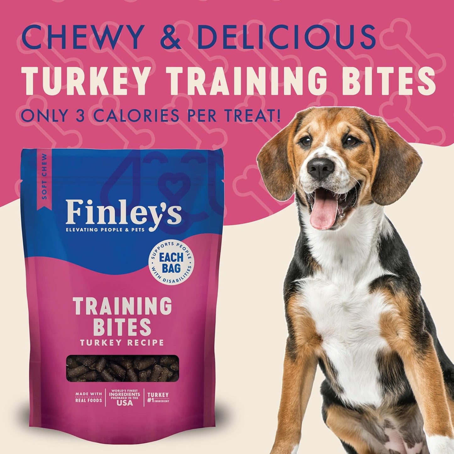 Finley's Turkey Training Bites, Low Calorie, All Natural Soft Chew Dog Treats, 16 Ounce (Pack of 1)