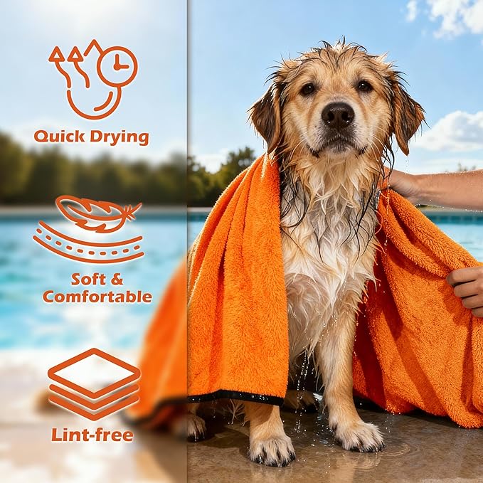 MICOOYO Dog Towels for Drying Dogs 3 Pack, Ultra Absorbent Microfiber Pet Bath Blanket | Quick Dry Towel for Dogs and Cats, 11.8”x23.6, S