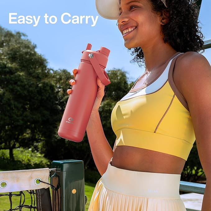 Insulated Water Bottle with Straw Stainless Steel Water Bottle, Leak-Proof, BPA-Free, Double Wall Vacuum Keeps Cold for 24 Hours for Sports, Travel, School (18 oz, Tawny Orange)