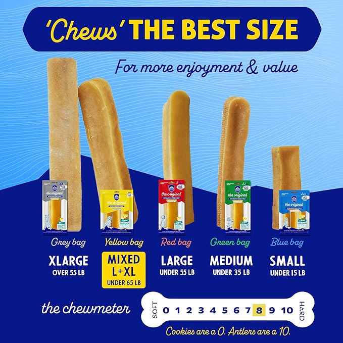 Himalayan Dog Chew Peanut Butter Yak Cheese Dog Chews, The Better-for-You Chew, 100% Natural Long Lasting, Healthy Dog Treats, Lactose & Grain Free, Protein Rich, for Dogs 65 Lbs & Smaller, 4-Count