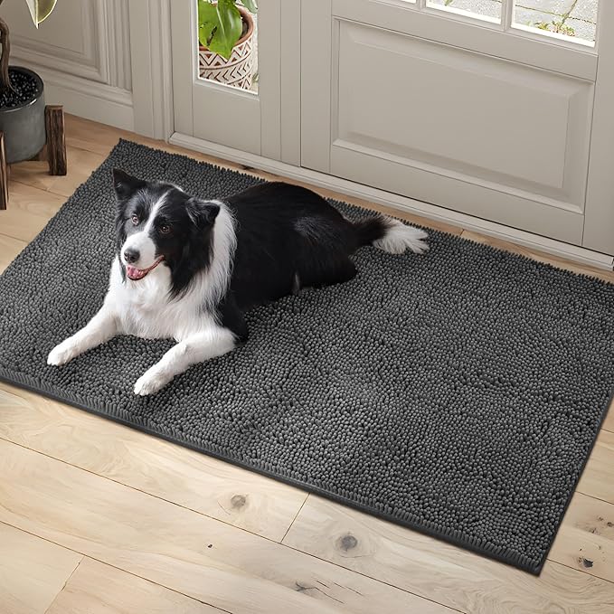 Dog Door Mat Indoor Entrance, 72" x 48" Absorbent Chenille Door Rugs for Entryway Indoor, Non-Slip Dog Mud Mat for Muddy Paws, Soft, Washable