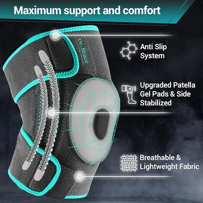 DR. BRACE ELITE Knee Brace with Side Stabilizers & Patella Gel Pads for Maximum Knee Pain Support and fast recovery for men and women-Please Check How To Size Video (Earth, Small)