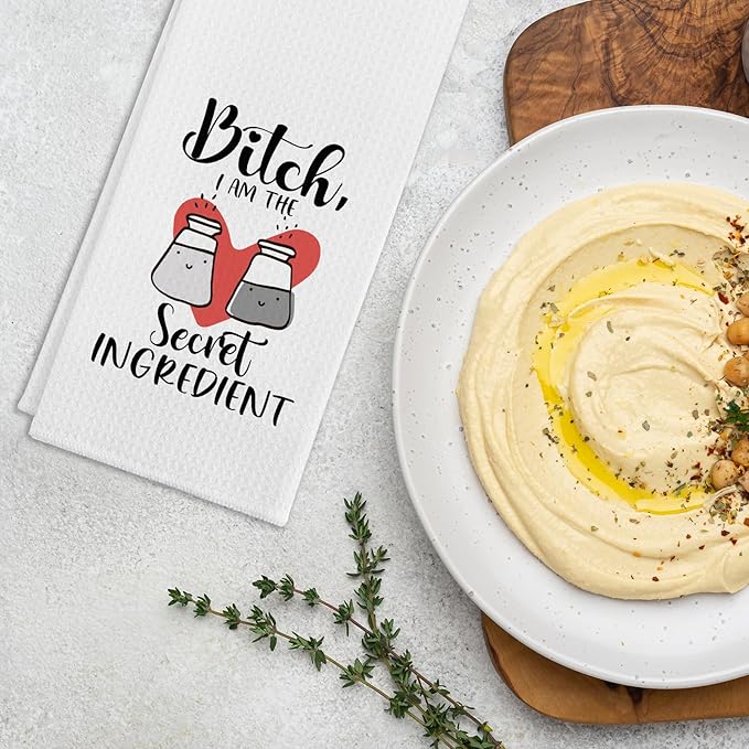 Funny Kitchen Towels with Sayings Bixxh I am The Secret Ingredient Soft Dishcloths Adult Humor Dish Towels for Kitchen Decor Hilarious Kitchen Gifts for Housewife Hostess Sister Chef Friend