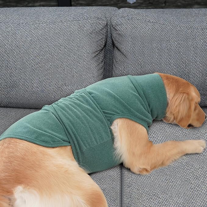 ROZKITCH Dog Anxiety Jacket, Soft Dog Calming Shirt for Lightning, Fireworks Travel, 4th of July Fireworks, Vet Visits and Separation, Keep Pet Calm Anti Anxiety Vest for Large Dogs Green 3XL