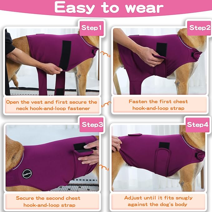 Dog Anxiety Vest, Skin-Friendly Thunder Jacket for Dogs, Dog Calming Shirt for Thunder, Fireworks, Vet Visits and Separation - Keep Pet Calm Without Medicine, Fit for Small Medium Large Dogs