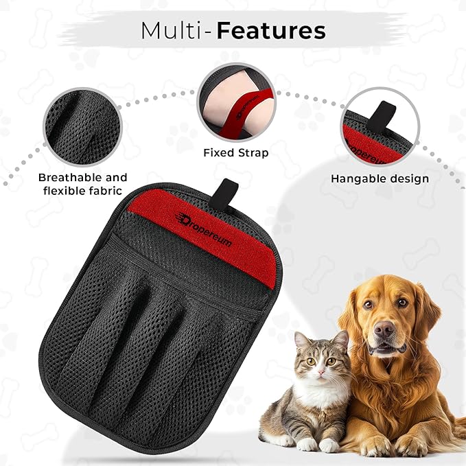 Pet Hair Removal Glove for Cats & Dogs, Upgraded Five-Finger Electrostatic Pet Hair Glove, Reusable Magic Brush Pet Hair Remover Tool for Laundry, Carpet, Couch, Car Seat