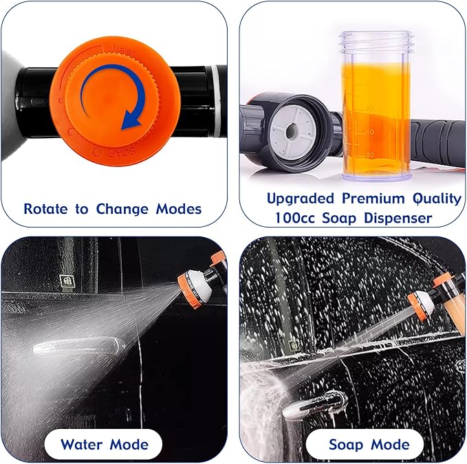 Pet Dog Wash Sprayer Shampoo & Soap Dispenser, Hose Nozzle for Indoor/Outdoor Use with 3/4' GHT Male x 1/2' NPT Male Connector, Dog Wash Hose Attachment for Pet Bathing, Watering, Car Washing