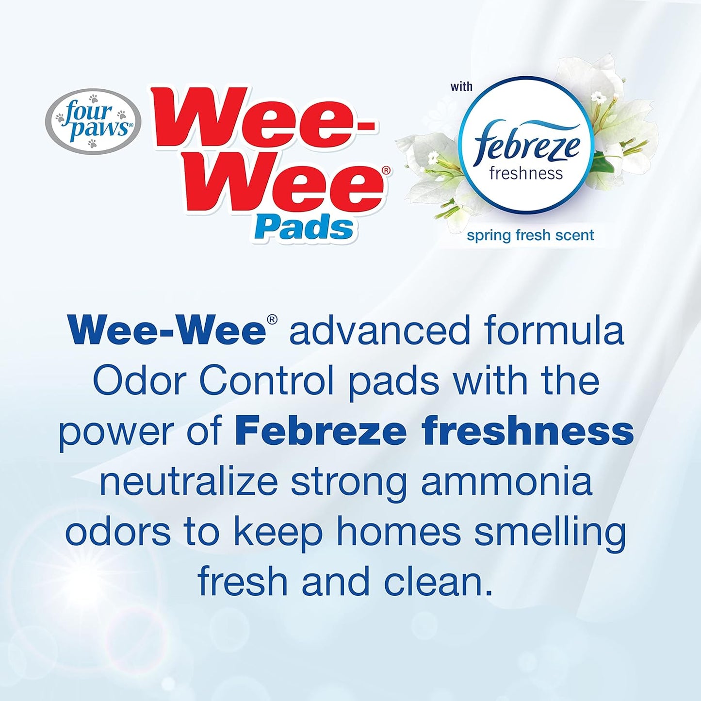 Four Paws Wee-Wee Odor Control with Febreze Freshness Pee Pads for Dogs & Puppies, Leak-Proof Dog Housebreaking Potty Training Floor Protection, Spring Fresh Scent, 28" x 30", 30 Count