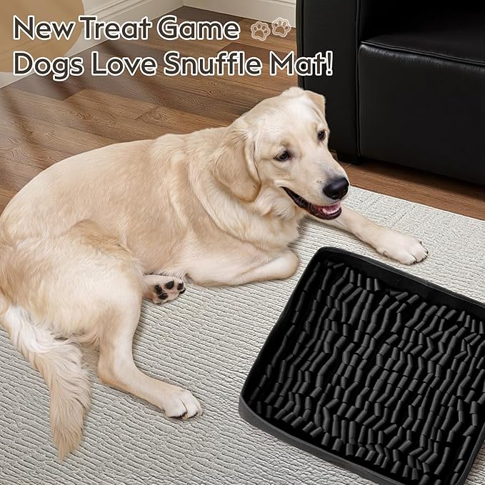 Snuffle Mat for Dogs, Dog Puzzle Mat, Interactive Dog Toys for Enrichment,Sniff Mats with Non-Slip Backing,Portable Design Easy to Store (Black, 14" X 12"-Portable)