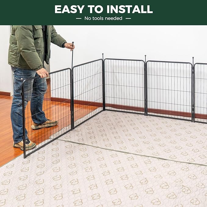 FXW Rollick Unleashed Dog Playpen for Indoor, Yard, RV Camping, 40 inch 8 Panels for Medium and Large Dogs, Black│Patented