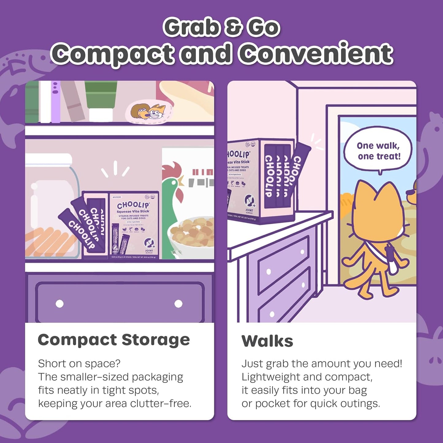 Grab & Go Squeeze Vita Stick Lickable Treats for Dogs & Cats. 49 Joint Support Sticks with Essential multivitamins. Soft and Tasty Paste for All Life Stages, Supporting Joints Health