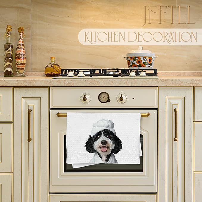 Funny Bathrobe Poodle Hand Towels for Bathroom Washroom Restroom, Poodle Bathroom Decor Hand Towels, Dog Mom Gift for Women Dog Lover, 16x24 Inch