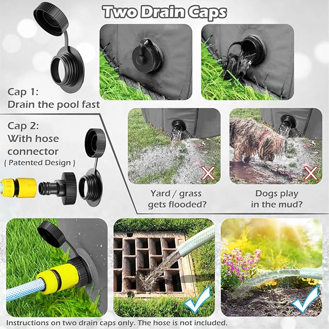 Jasonwell Foldable Dog Pet Bath Pool Collapsible Dog Pet Pool Bathing Tub Kiddie Pool Doggie Wading Pool for Puppy Small Medium Large Dogs Cats and Kids 63" Grey