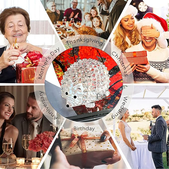 H&D HYALINE & DORA Cut Clear Crystal Hedgehog Animal Figurine Collection Glass Ornament