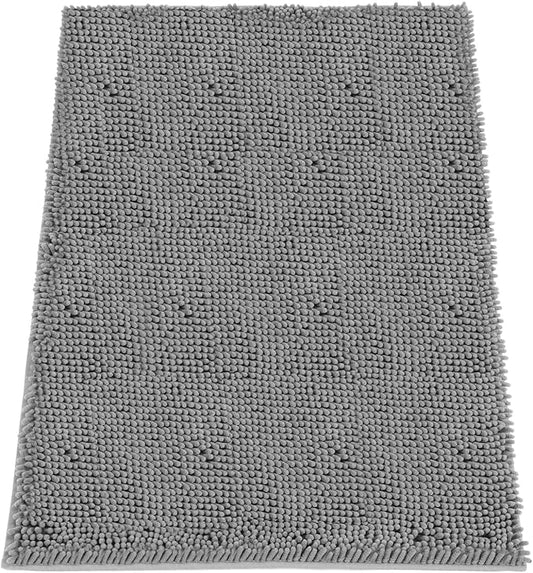 Absorbent Dog Door Mat for Muddy Paws, 72" x 48" Chenille Indoor Mats for Entryway, Trap Dirt Front Door Mat Indoor Entrance Washable Non Slip Soft Light Grey