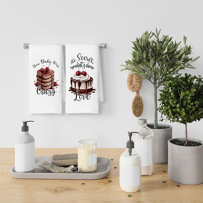 Funny Valentine Poems Kitchen Towels Set of 2, Heart Love Wedding Gift, Love Gifts Gifts for Her Girlfriend Wife Women Decoration Tea Towels Kitchen Hand Towels 16x24 Inch