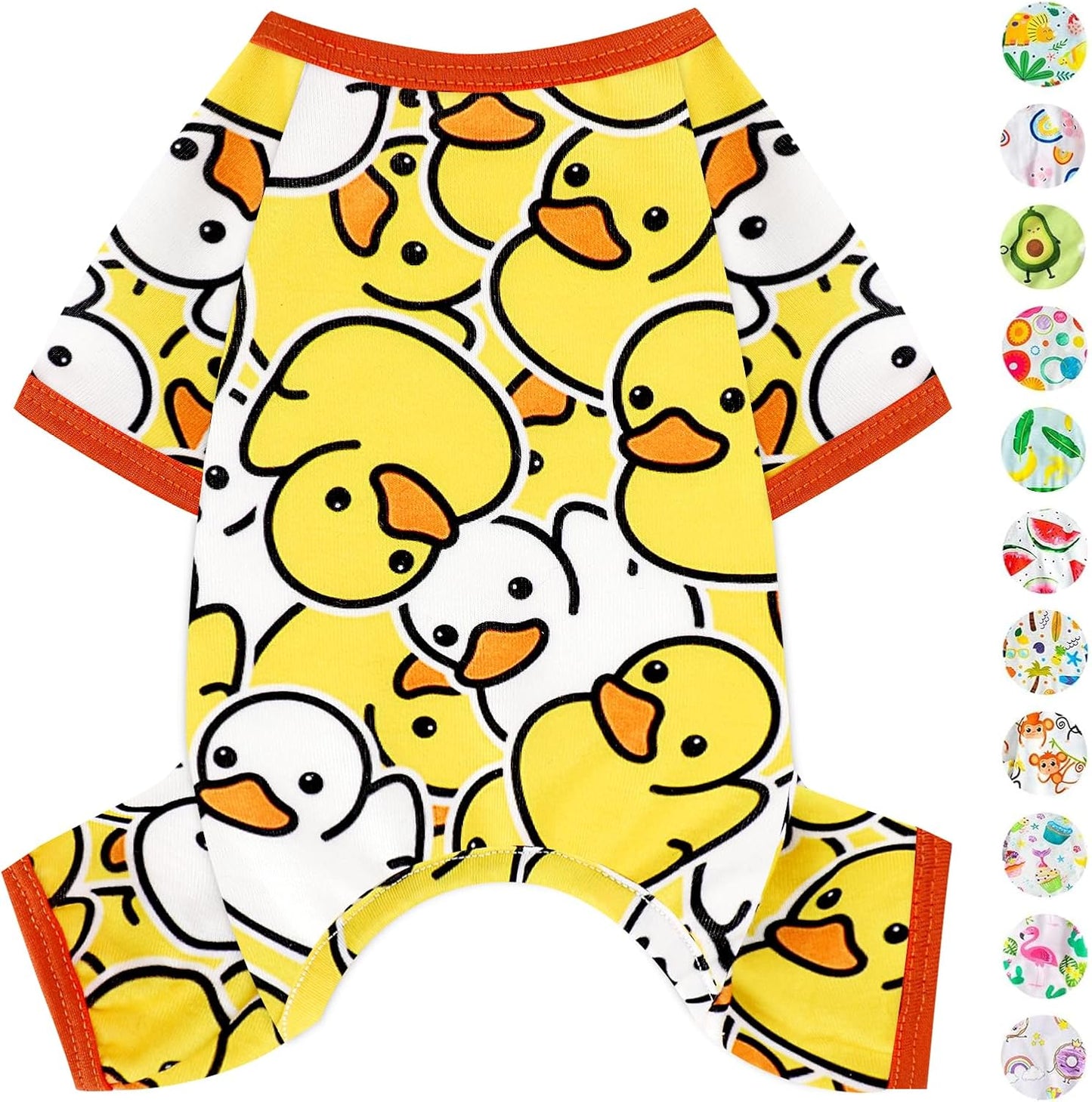 Dog Pajamas Pjs Spring Summer Dog Clothes for Small Dogs Girl - Boy - Small Size Dogs, Soft Stretchy Cute Puppy Clothes Doggie Onesies Cat Pet Jumpsuit Jammies Outfit, Duck Yellow, S