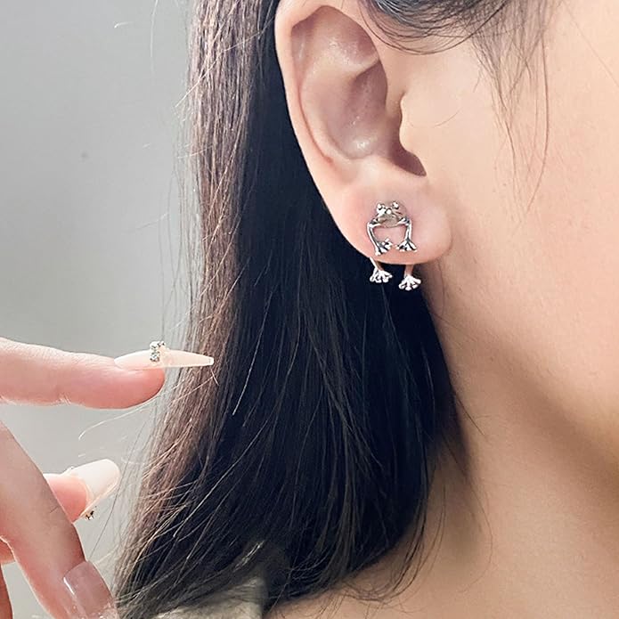 Frog Earrings for Women Mothers Day Gifts Vintage Frogs Shaped Stud Earrings Funny Cute 3D Animal Earrings Jewelry Gifts