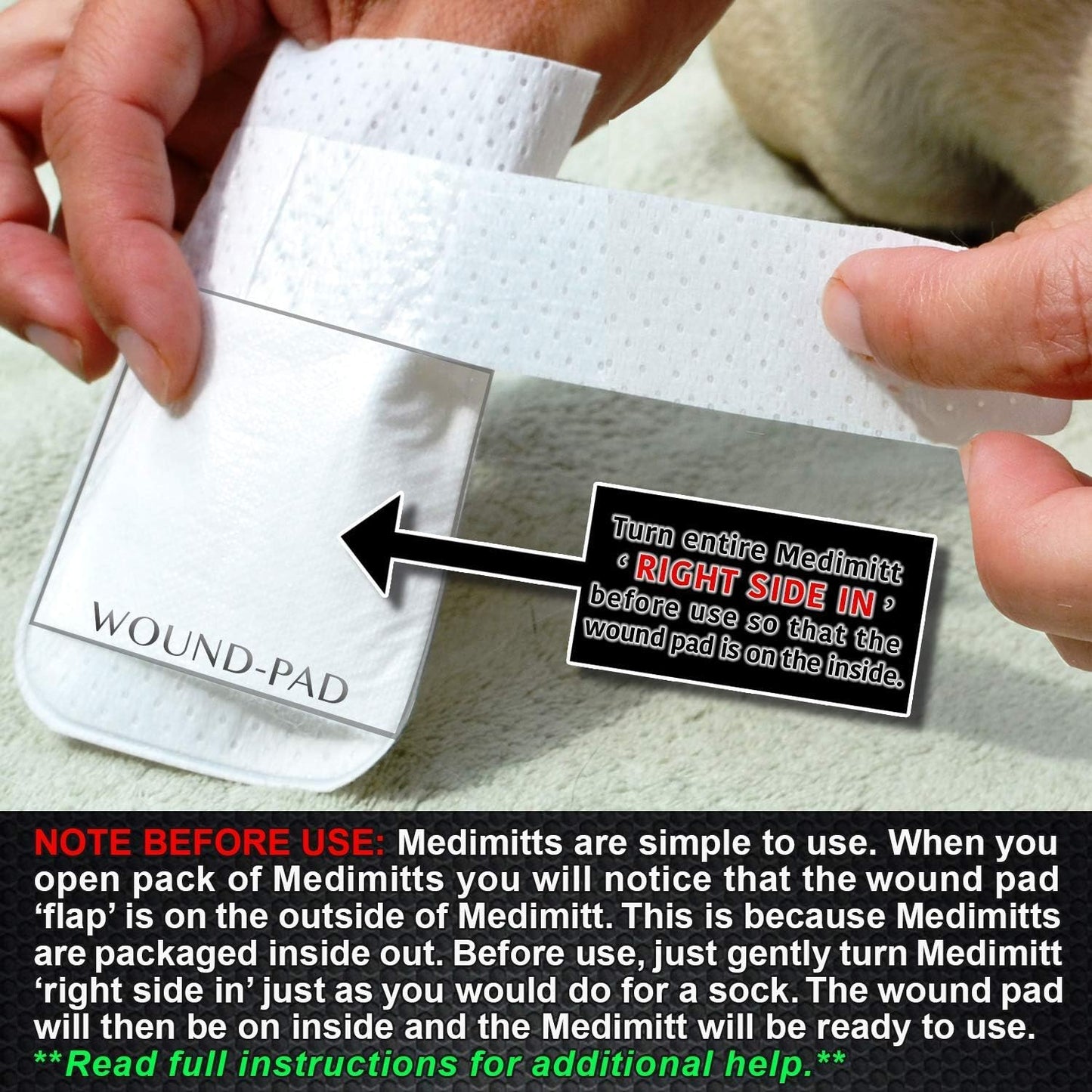 Medimitt Paw Bandages for Dogs, Cats and Pets – Stretchy Medical Booties, First Aid for Paws – Non Slip, Non Adhesive, Breathable, Disposable, Washable, Adjustable Strap,12 Pack (X-Large)