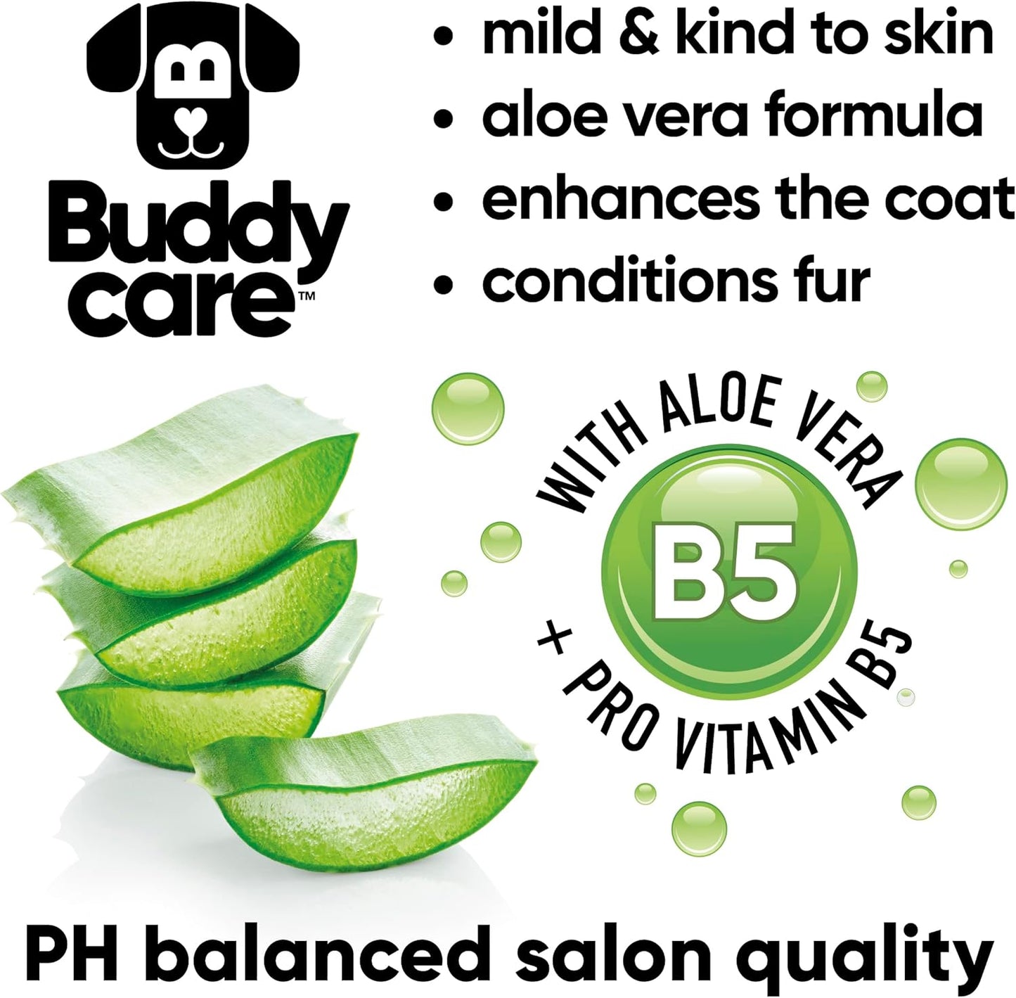 White Dog Shampoo by Buddycare | Brightening and Whitening Shampoo for Dogs | Deep Cleansing, Fresh Scented | with Aloe Vera and Pro Vitamin B5 (50.72oz)