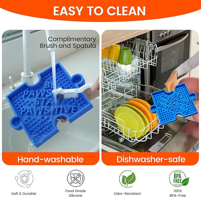 HowGo Puzzle Slow Feeder Lick Mat for Dogs, 38+ Suction Cups|Non-Slip Heavy Duty Maze Enrichment Bowl BPA-Free Silicone|Reduce Boredom Anxiety Free Combination (2PCs, Blue&Yellow)