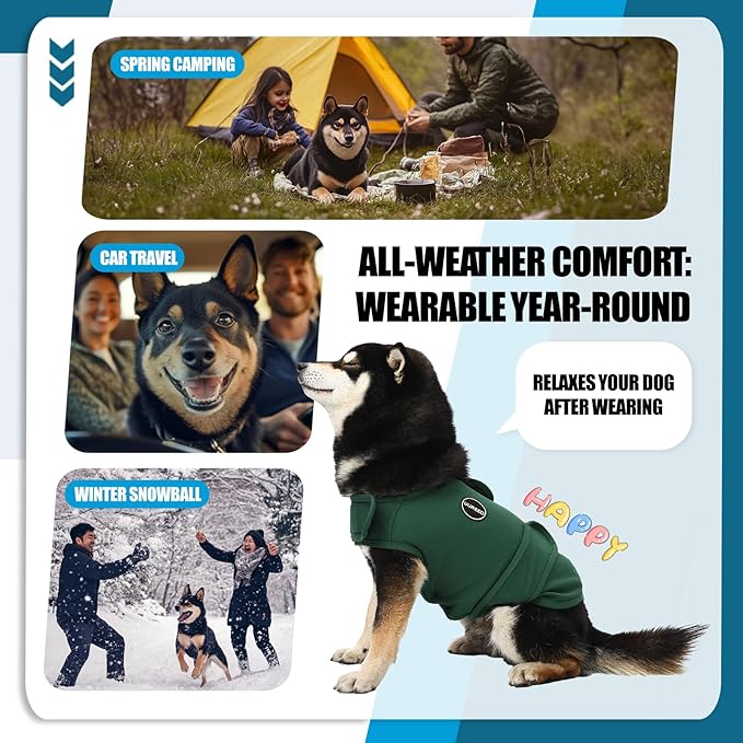 Dog Anxiety Vest Comfort Relief Shirt, Dog Anxiety Calming Vest Wrap for Thunderstorm, Travel, Fireworks, Vet Visits, Separation Anxiety Relief for Dogs