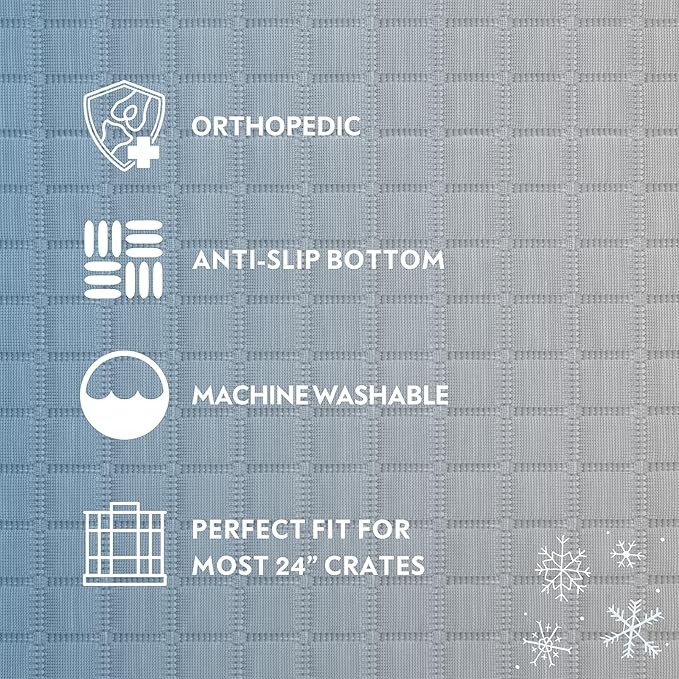 Paw Inspired Cooling Orthopedic Crate Pad for Dogs and Cats, Washable Memory Foam Dog Cooling Mat (23x17 Inch XS/Small Size for 24 Inch Kennel, Gray)