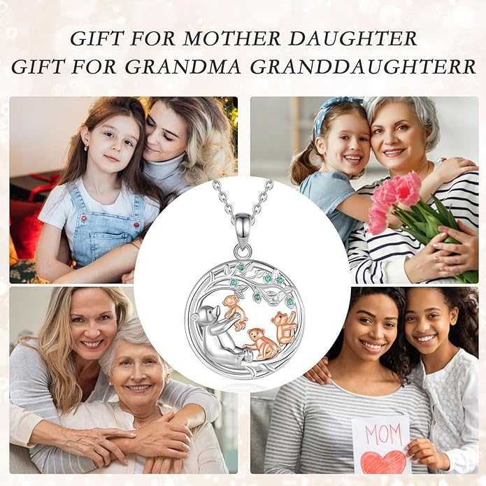 EUDORA Sterling Silver Mother Daughter Necklace for Women, Mama Son Daughter Necklace Pendant for Mom and Daughter,Mom Jewelry from Daughter Mother's Day Gift for Mother Daughter Aunt Grandma