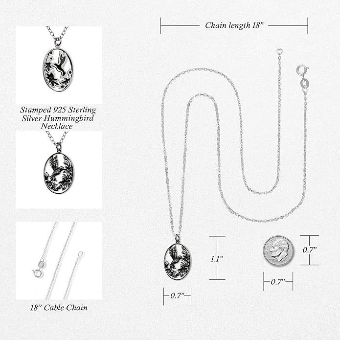 FashionJunkie4Life Sterling Silver Bird Pendant Necklaces for Women