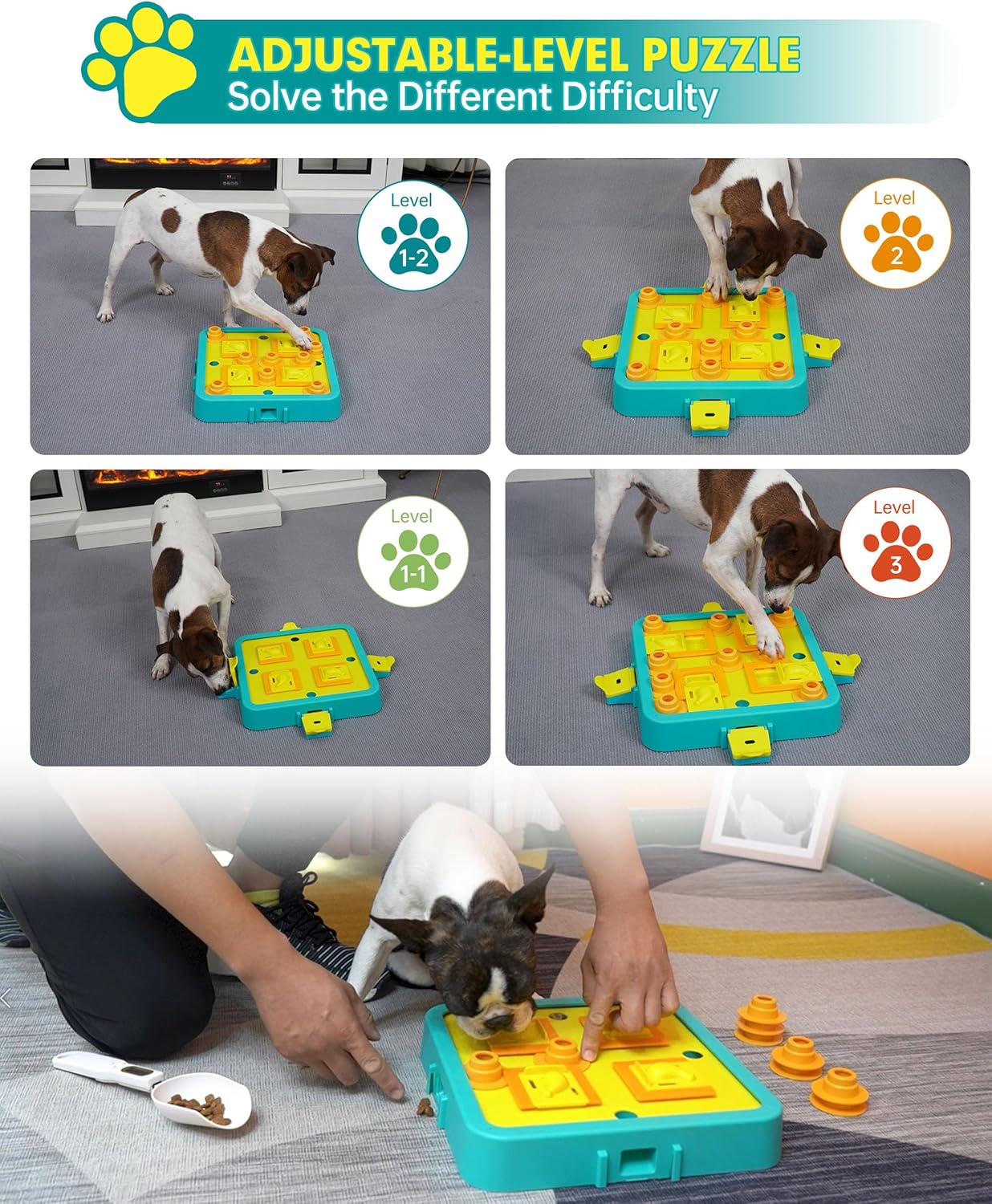 Dog Puzzle Toy Mental Stimulation - Level 3 in 1 Dogs Food Puzzles Toys, Dog Treat Puzzle Feeder (Advanced-Blue Board)