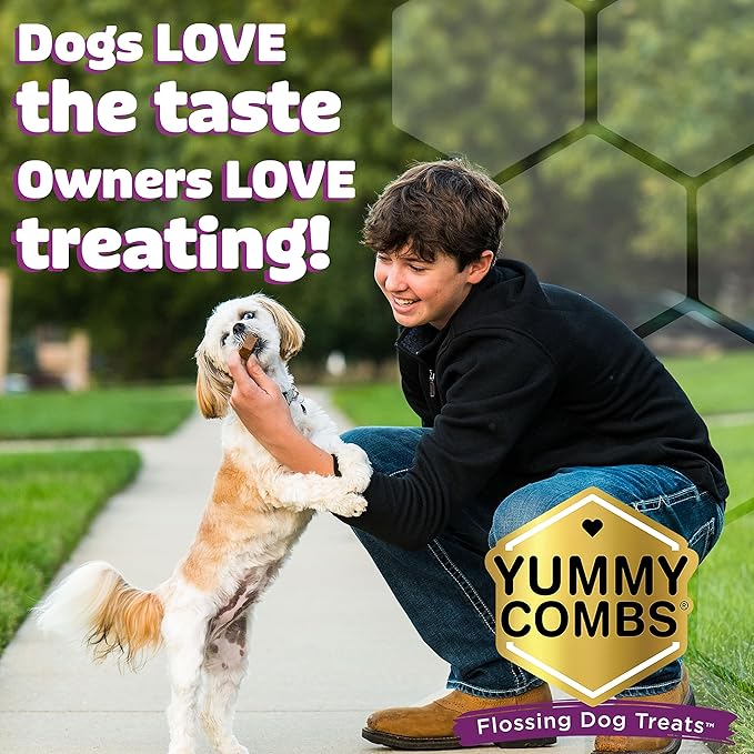 Yummy Combs Dog Dental Treats – Fish & Egg Protein – Vet VOHC Approved, Removes Tartar – A Daily Teeth Cleaning Treat for Medium Dogs (30 Count) (Pack of 2)