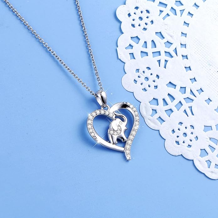 FLYOW Elephant Necklace Cat Necklace Bunny Neklace Horseshoe Necklace Blue Jay Necklace Sterling Silver Animal Necklaces for Women