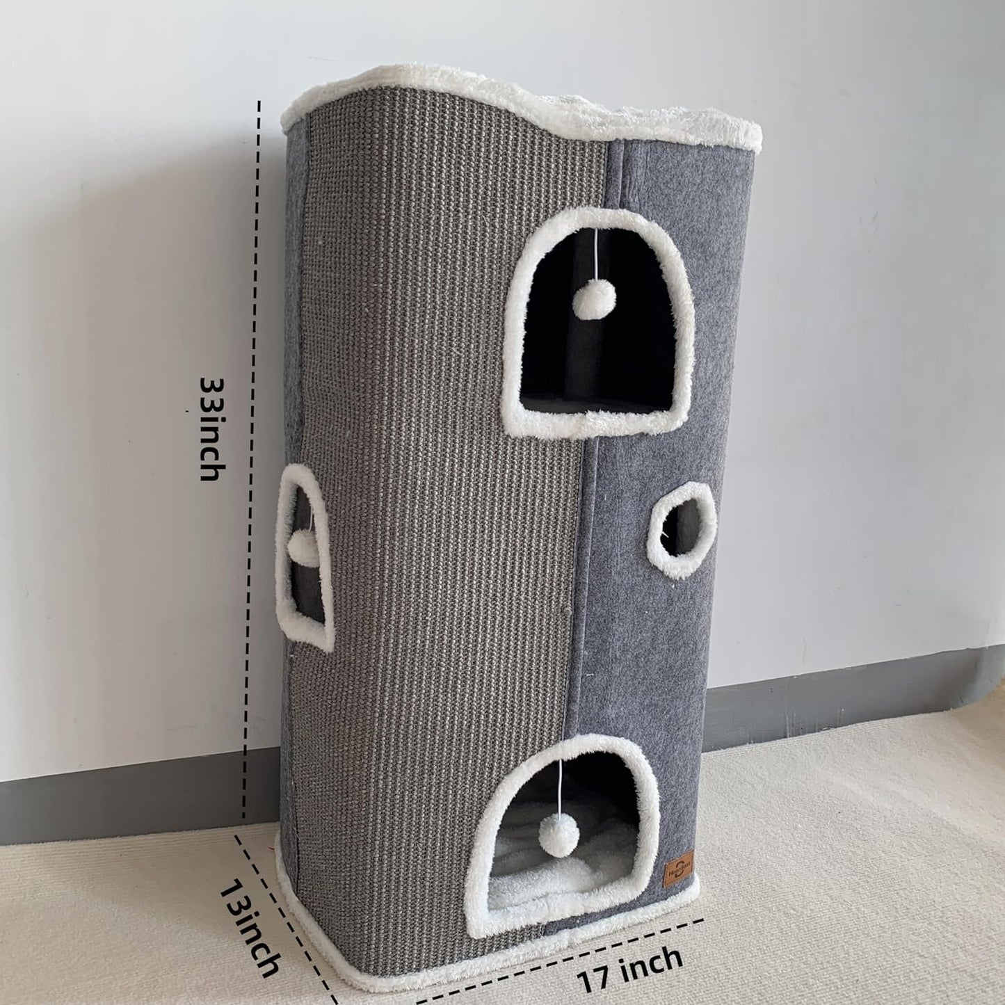 4-Level Cat House for Indoor Cats,Covered Cat Beds and Furniture with Scratch Pad,Hideaway Cave &Cushions,Modern Cat Tower Condo for Multi Small Pet and Large Cats
