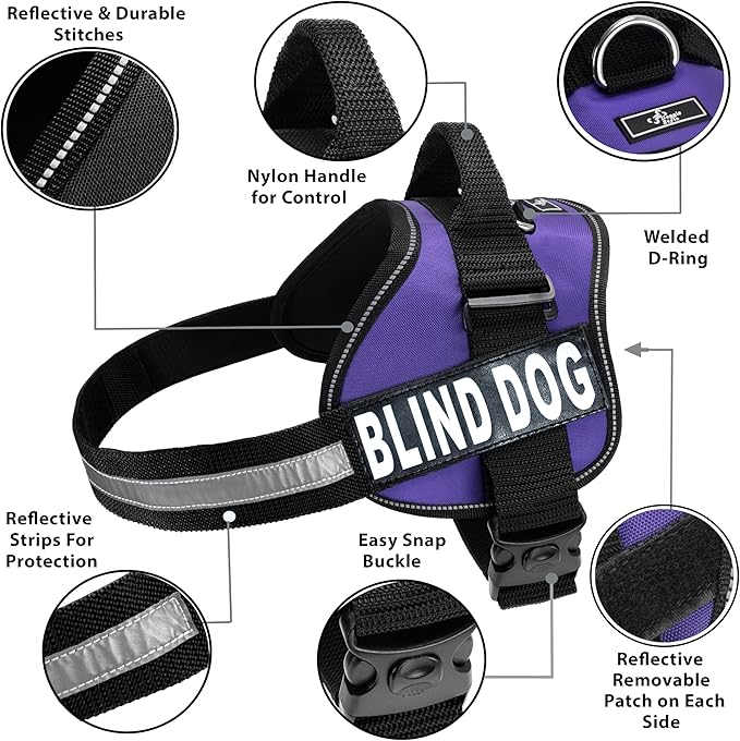 Doggie Stylz Blind Dog Harness No Pull No Escape Dog Vest for Blind Dogs Adjustable Vest with Handle Blind Dog Accessories and Patches for Training and Mobility