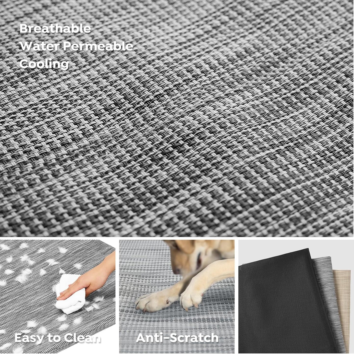 Veehoo Cooling Elevated Dog Bed - Raised for Large Dogs, Outdoor With Guardrail, Upgraded Non-Slip Feet, Breathable Teslin Mesh, Portable Camping Cot, 53 x 33 Inches, Black Silver