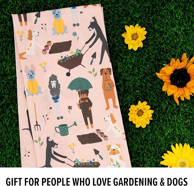 Dog Kitchen Towels for Plant Lovers - Gardening Gifts for Women & Dog Lovers - Dish Towels Dog Mom Gifts for Gardeners 2-Pack (Spring Pups)