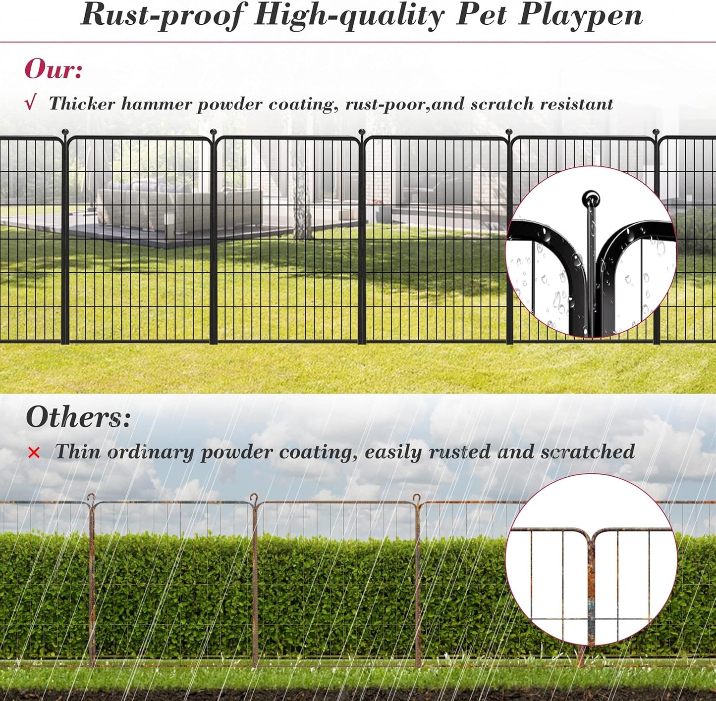 Dog Playpen 40 inch 32 Panels Indoor Outdoor Dog Pen for Large/Medium/Small Dogs Heavy Duty Metal Dog Fence Outdoor for Yard, Puppy Playpen with Door Portable Pet Fence for RV Camping Yard