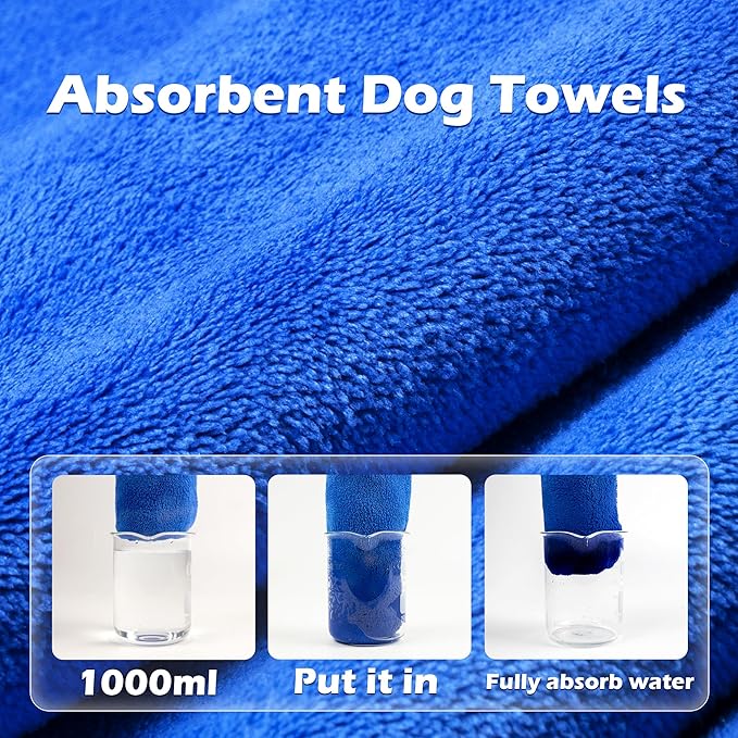 MICOOYO Dog Towels for Drying Dogs 3 Pack, Ultra Absorbent Microfiber Pet Bath Blanket | Quick Dry Towel for Dogs and Cats, 28"x40", L