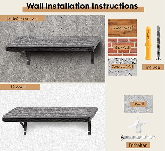 Cat Wall Shelf Window Perch, Cats Bed Hammock with Scratching Pad, Cat Shelf for Climbing Sleeping Playing,Black Furniture for Indoor Large Cats