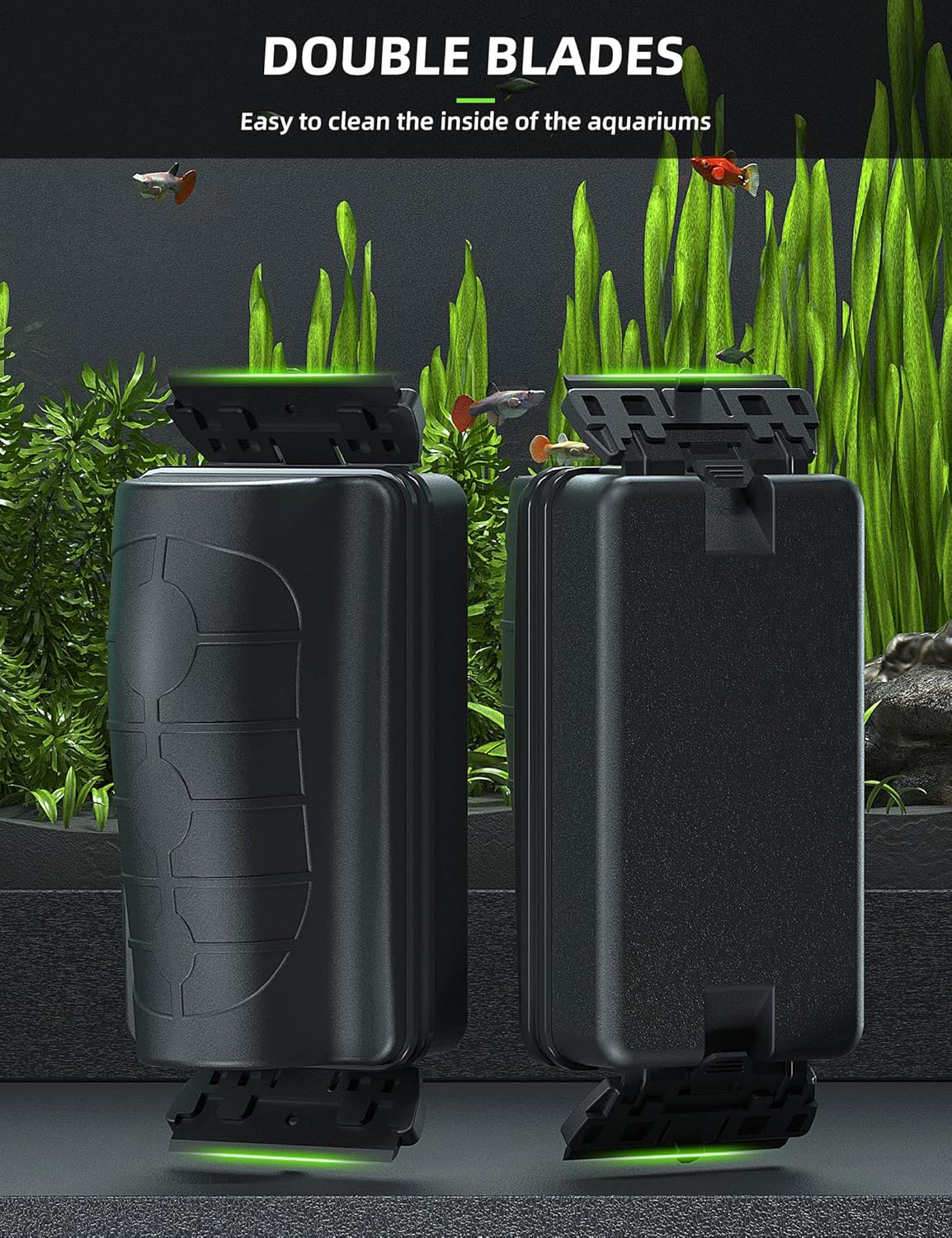 Jasonwell Magnetic Aquarium Fish Tank Cleaner Magnet Scraper for Glass Aquariums Cleaning Tools Scrubber Floating Brush (XL)