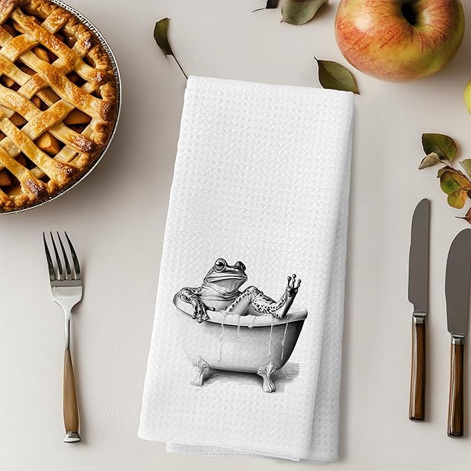 Funny Bathroom Hand Towels，Frog Gifts for Women,Frog Bathroom Decor,16x24 inch