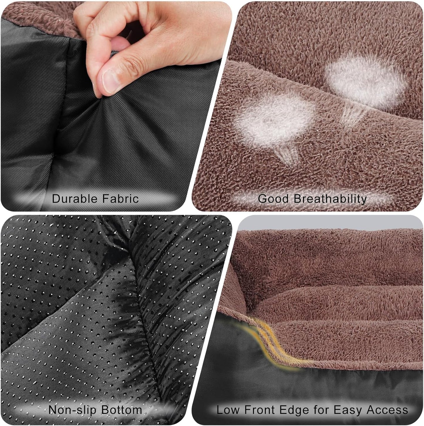 Dog Beds for Extra Large Dogs, Rectangle Washable Pet Bed with Sides, Big Dog Couch Bed with Non-Slip Bottom