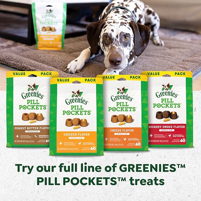 Greenies Pill Pockets for Dogs Large Size, Dog Treat Pouch for Capsule Medication, Cheese Flavor, 7.9 oz. Pouch